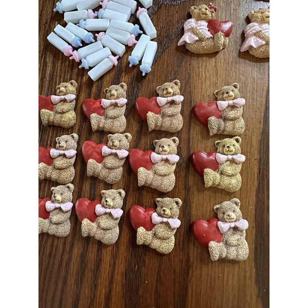 Jewelry Making/Crafting Lot Teddy Bear Flats, Foil Beads, School Ornaments, MORE